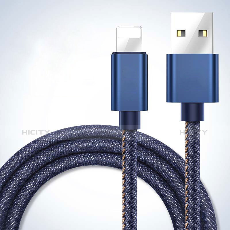 USB Ladekabel Kabel L04 für Apple iPhone 5C Blau groß