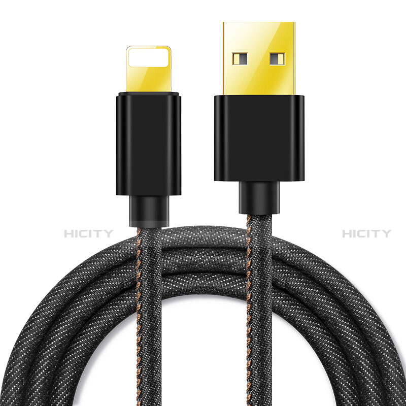 USB Ladekabel Kabel L04 für Apple iPhone SE3 (2022) Schwarz Plus