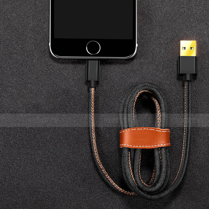 USB Ladekabel Kabel L04 für Apple iPhone SE3 (2022) Schwarz groß