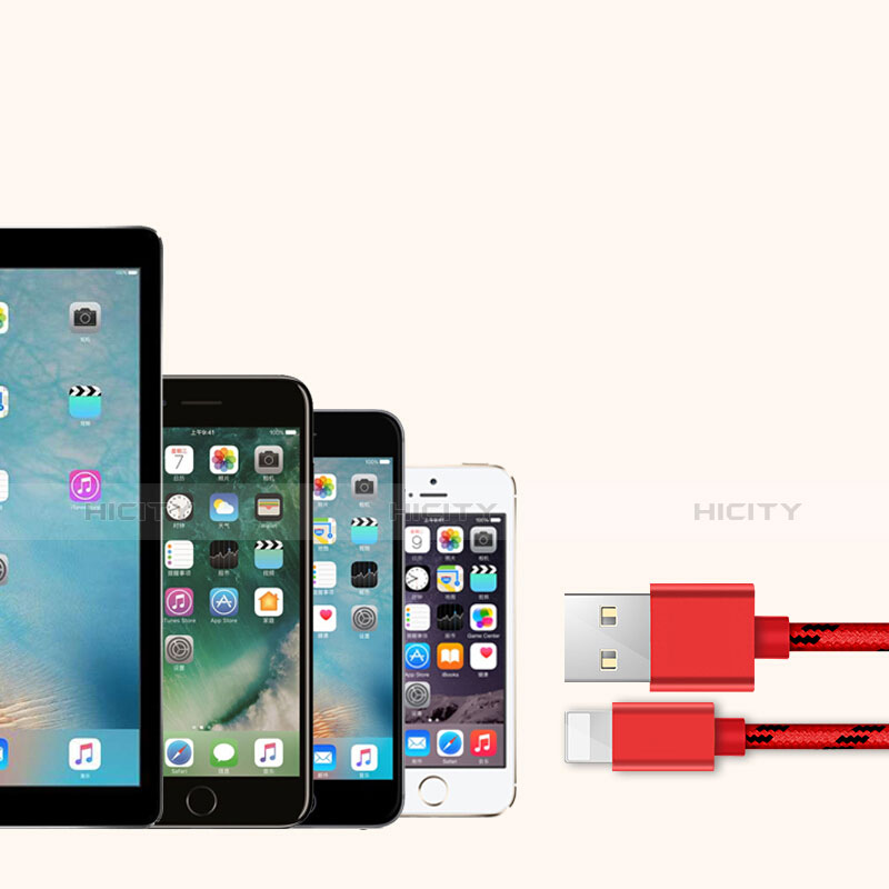 USB Ladekabel Kabel L05 für Apple iPad Mini 5 (2019) Rot groß