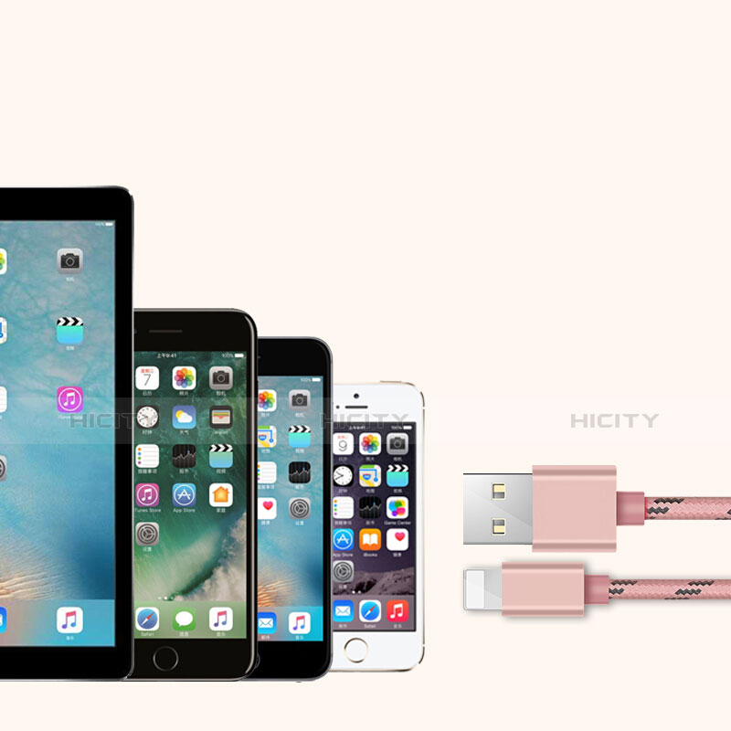 USB Ladekabel Kabel L05 für Apple iPad New Air (2019) 10.5 Rosa groß