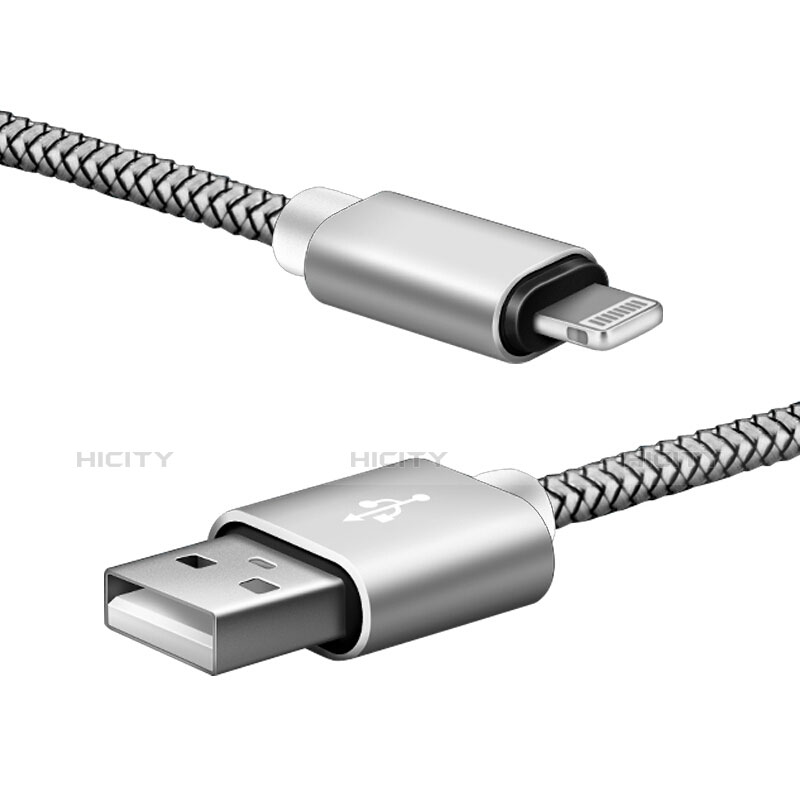 USB Ladekabel Kabel L07 für Apple iPhone 11 Pro Silber
