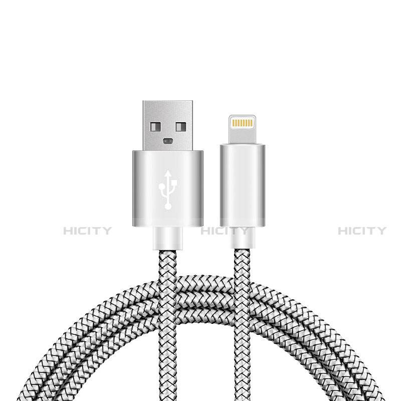 USB Ladekabel Kabel L07 für Apple iPhone 13 Silber Plus