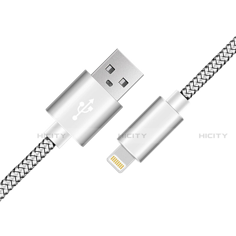 USB Ladekabel Kabel L07 für Apple iPhone 13 Silber groß