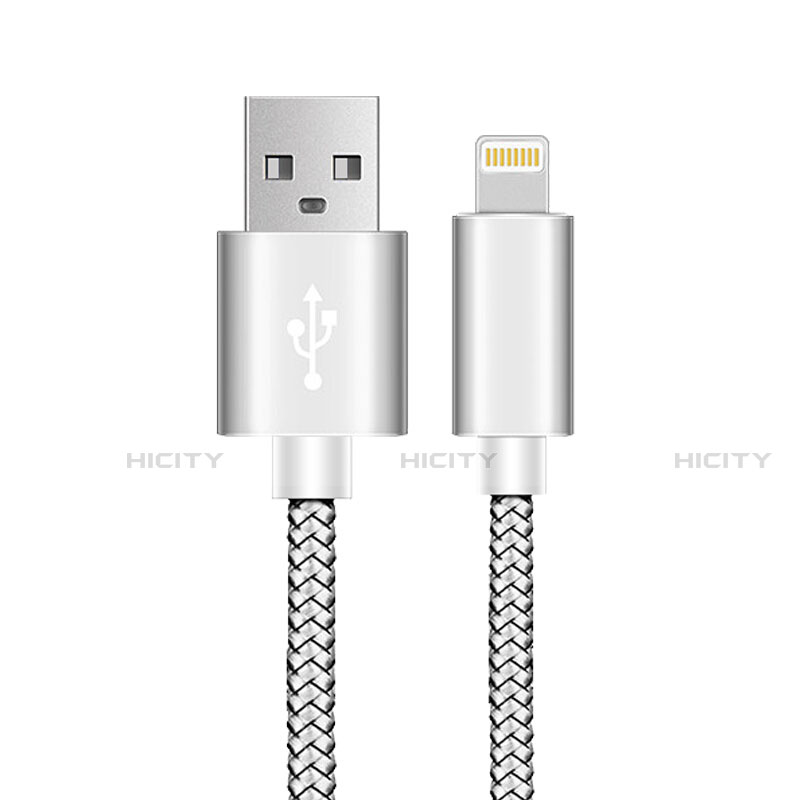 USB Ladekabel Kabel L07 für Apple iPhone SE3 (2022) Silber groß