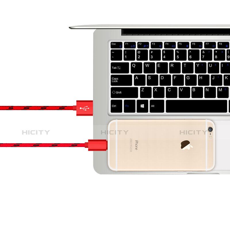 USB Ladekabel Kabel L10 für Apple iPad New Air (2019) 10.5 Rot groß