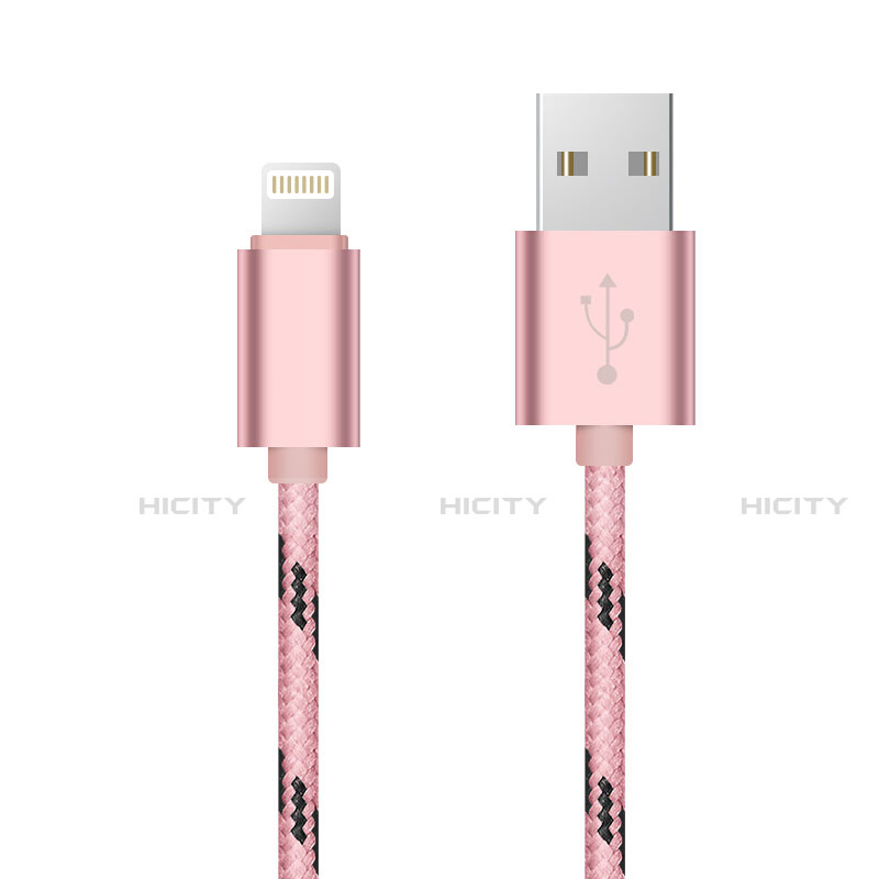 USB Ladekabel Kabel L10 für Apple iPhone 12 Max Rosa groß