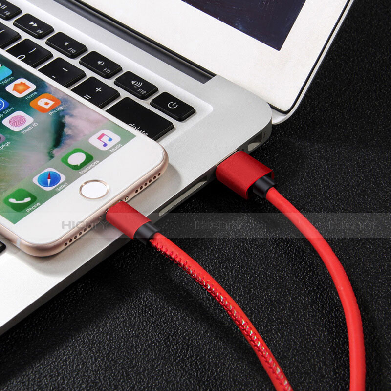 USB Ladekabel Kabel L11 für Apple iPhone 13 Pro Rot groß