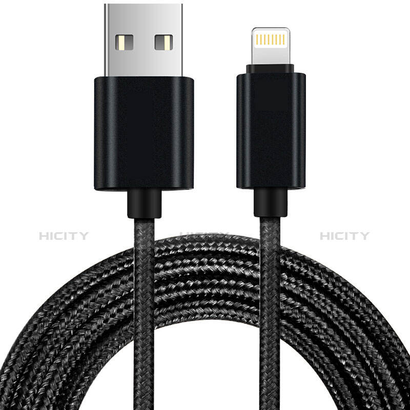 USB Ladekabel Kabel L13 für Apple iPad New Air (2019) 10.5 Schwarz groß
