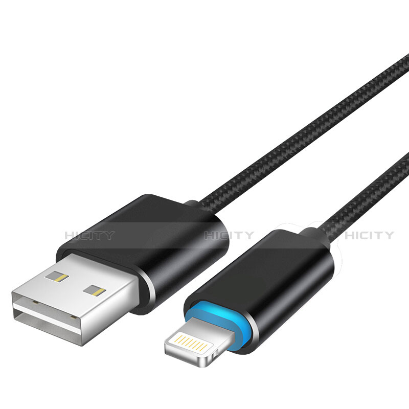 USB Ladekabel Kabel L13 für Apple iPhone SE3 (2022) Schwarz groß
