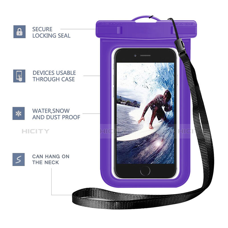 Wasserdicht Unterwasser Handy Schutzhülle Universal W05 Violett