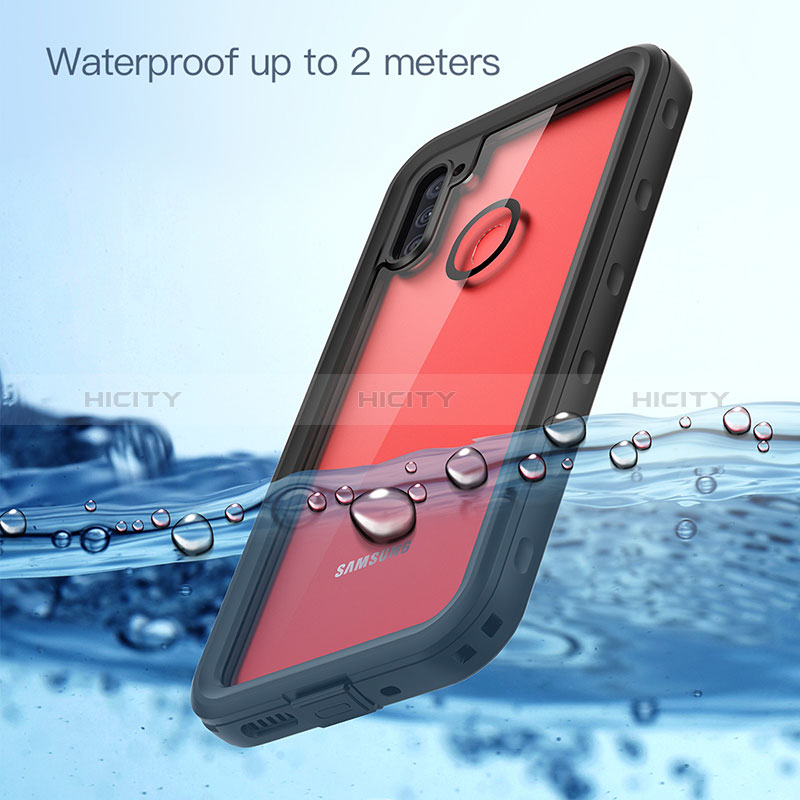 Wasserdicht Unterwasser Silikon Hülle Handyhülle und Kunststoff Waterproof Schutzhülle 360 Grad Ganzkörper Tasche für Samsung Galaxy A11 Schwarz groß