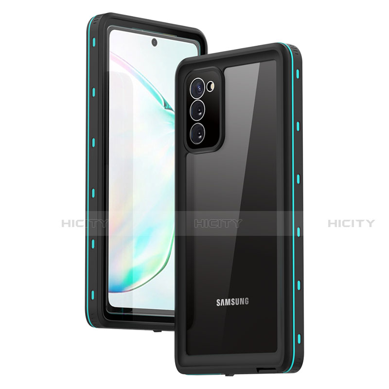 Wasserdicht Unterwasser Silikon Hülle Handyhülle und Kunststoff Waterproof Schutzhülle 360 Grad Ganzkörper Tasche für Samsung Galaxy Note 20 5G Cyan Plus