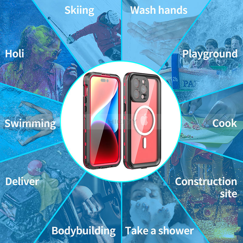 Wasserdicht Unterwasser Silikon Hülle Handyhülle und Kunststoff Waterproof Schutzhülle 360 Grad Ganzkörper Tasche mit Mag-Safe Magnetic Magnetisch HJ1 für Apple iPhone 13 Pro