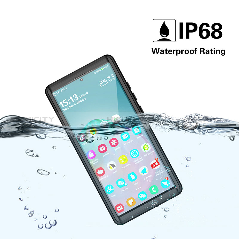 Wasserdicht Unterwasser Silikon Hülle Handyhülle und Kunststoff Waterproof Schutzhülle 360 Grad Ganzkörper Tasche W01 für Samsung Galaxy Note 20 Ultra 5G Schwarz groß