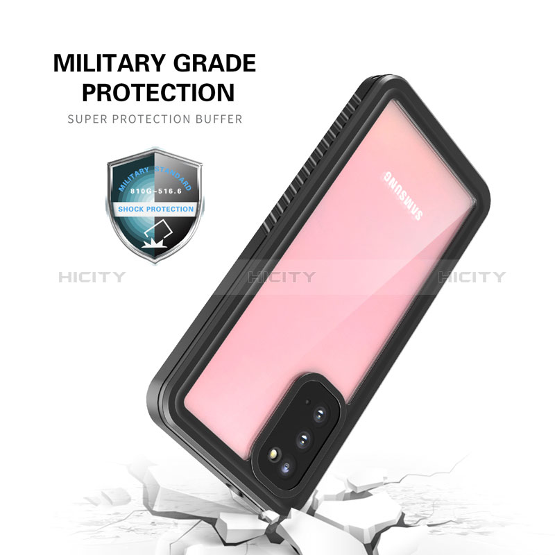 Wasserdicht Unterwasser Silikon Hülle Handyhülle und Kunststoff Waterproof Schutzhülle 360 Grad Ganzkörper Tasche W02 für Samsung Galaxy S20 5G Schwarz