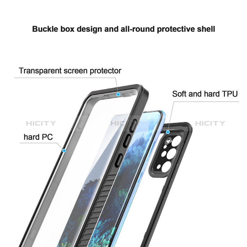 Wasserdicht Unterwasser Silikon Hülle Handyhülle und Kunststoff Waterproof Schutzhülle 360 Grad Ganzkörper Tasche W02 für Samsung Galaxy S20 Plus Schwarz