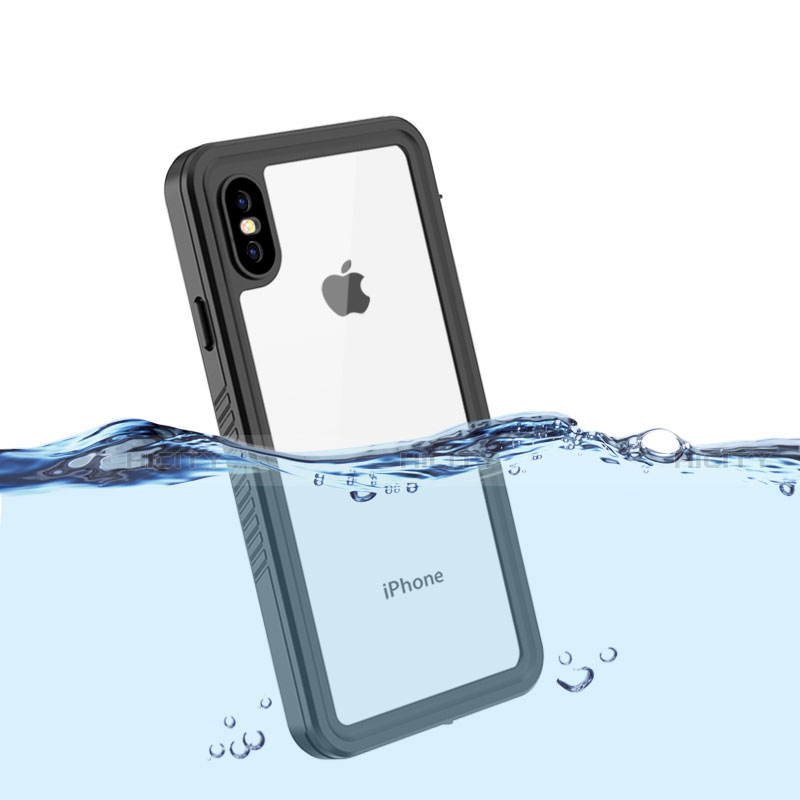 Wasserdicht Unterwasser Silikon Hülle Handyhülle und Kunststoff Waterproof Schutzhülle 360 Grad Tasche für Apple iPhone X Schwarz