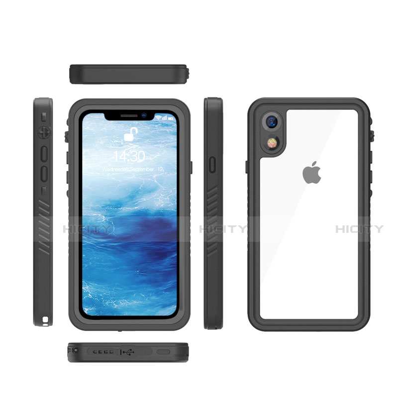 Wasserdicht Unterwasser Silikon Hülle Handyhülle und Kunststoff Waterproof Schutzhülle 360 Grad Tasche für Apple iPhone XR Schwarz