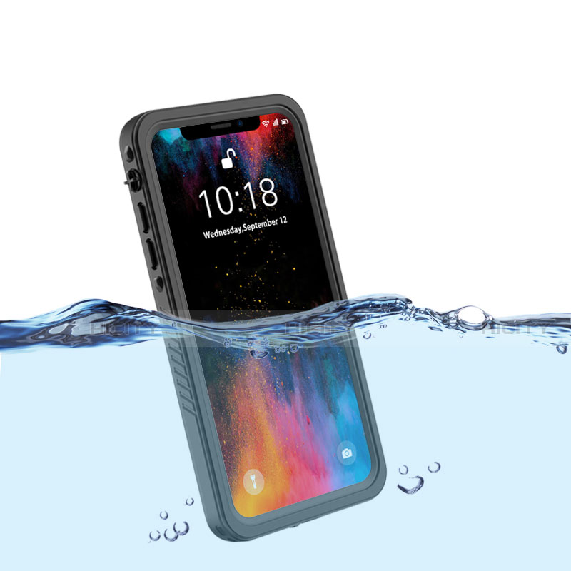 Wasserdicht Unterwasser Silikon Hülle Handyhülle und Kunststoff Waterproof Schutzhülle 360 Grad Tasche für Apple iPhone Xs Schwarz groß