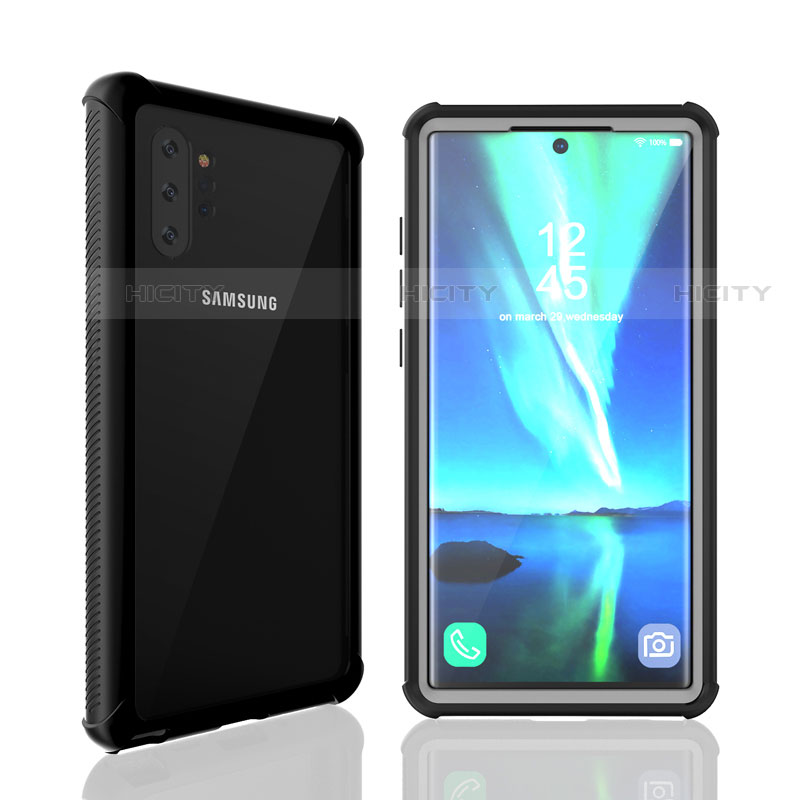 Wasserdicht Unterwasser Silikon Hülle Handyhülle und Kunststoff Waterproof Schutzhülle 360 Grad Tasche für Samsung Galaxy Note 10 Plus Schwarz