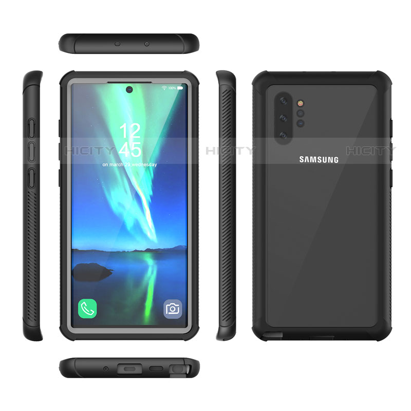 Wasserdicht Unterwasser Silikon Hülle Handyhülle und Kunststoff Waterproof Schutzhülle 360 Grad Tasche für Samsung Galaxy Note 10 Plus Schwarz