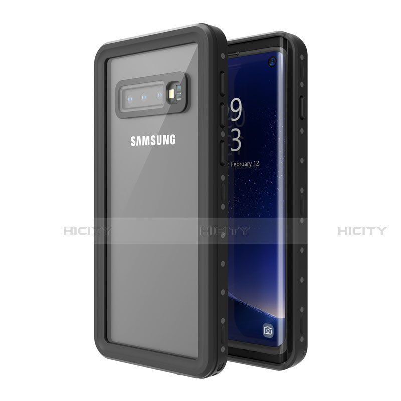 Wasserdicht Unterwasser Silikon Hülle Handyhülle und Kunststoff Waterproof Schutzhülle 360 Grad Tasche für Samsung Galaxy S10 Plus Schwarz