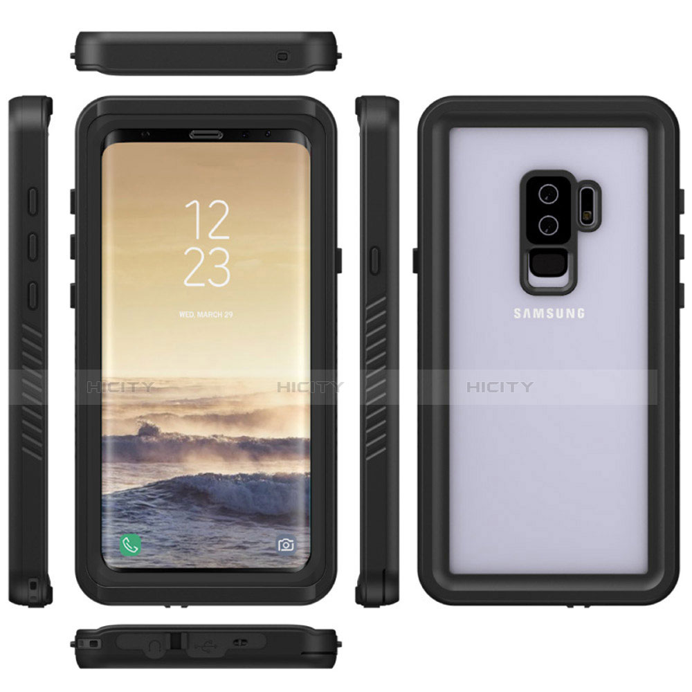 Wasserdicht Unterwasser Silikon Hülle Handyhülle und Kunststoff Waterproof Schutzhülle 360 Grad Tasche für Samsung Galaxy S9 Plus Schwarz