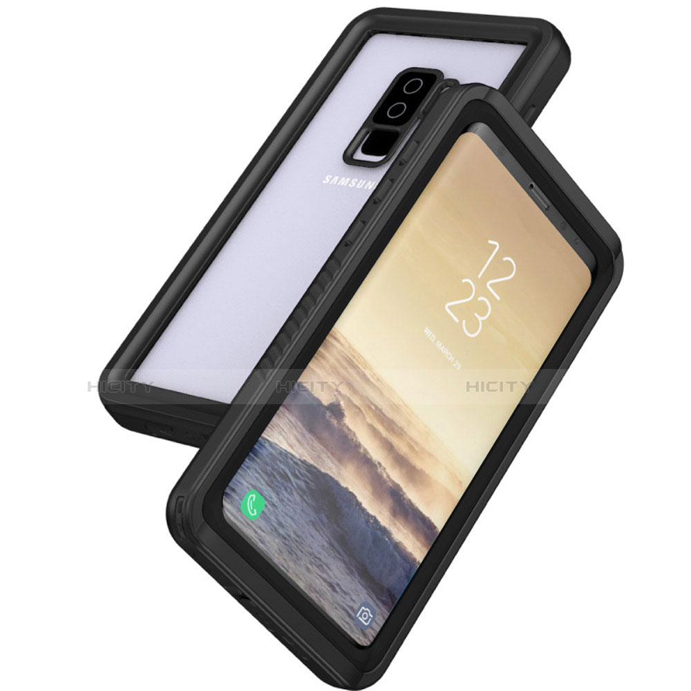 Wasserdicht Unterwasser Silikon Hülle Handyhülle und Kunststoff Waterproof Schutzhülle 360 Grad Tasche für Samsung Galaxy S9 Plus Schwarz