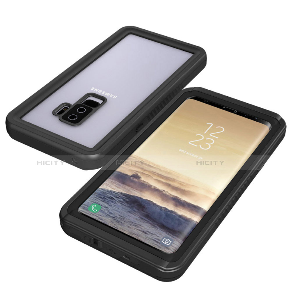Wasserdicht Unterwasser Silikon Hülle Handyhülle und Kunststoff Waterproof Schutzhülle 360 Grad Tasche für Samsung Galaxy S9 Plus Schwarz groß