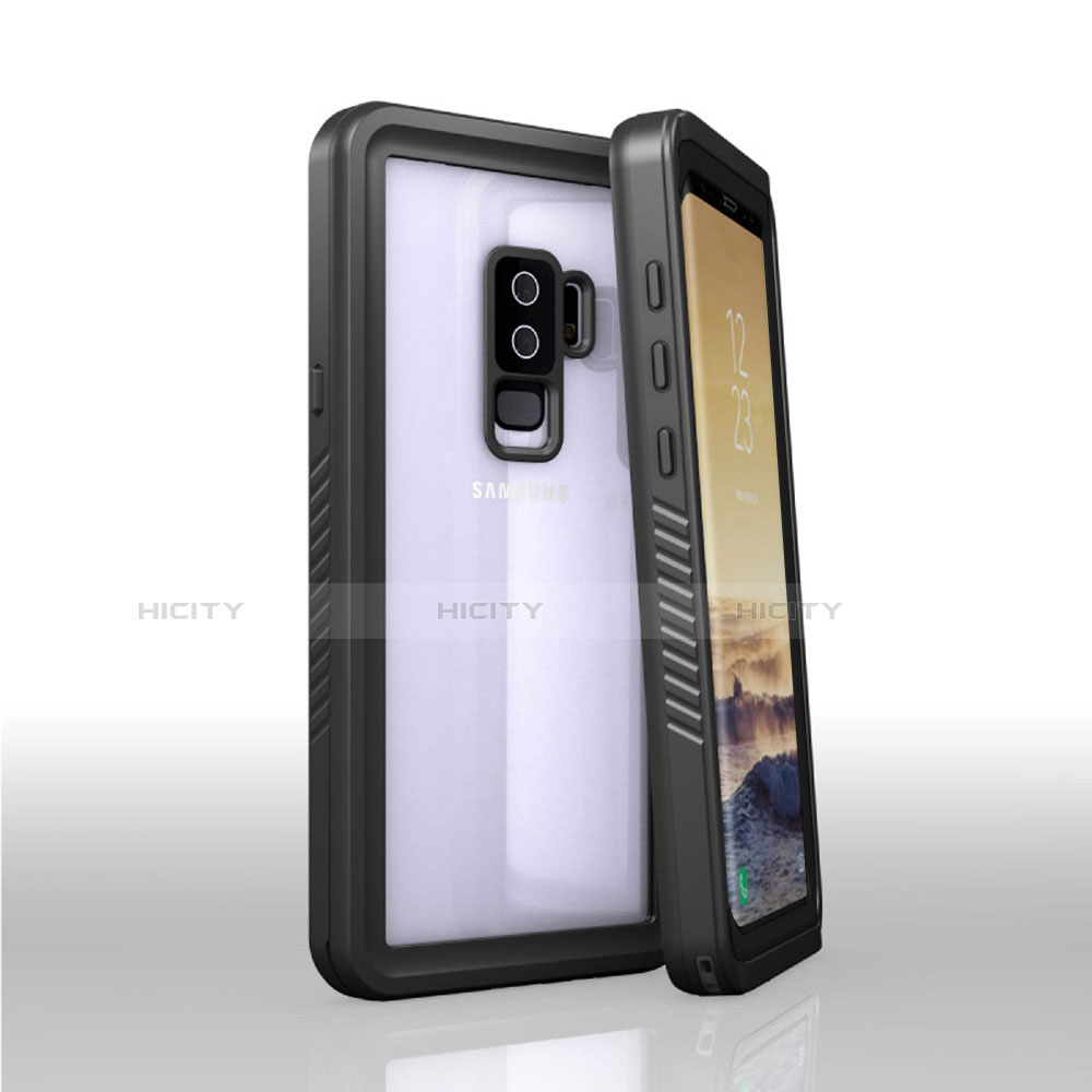 Wasserdicht Unterwasser Silikon Hülle Handyhülle und Kunststoff Waterproof Schutzhülle 360 Grad Tasche für Samsung Galaxy S9 Plus Schwarz