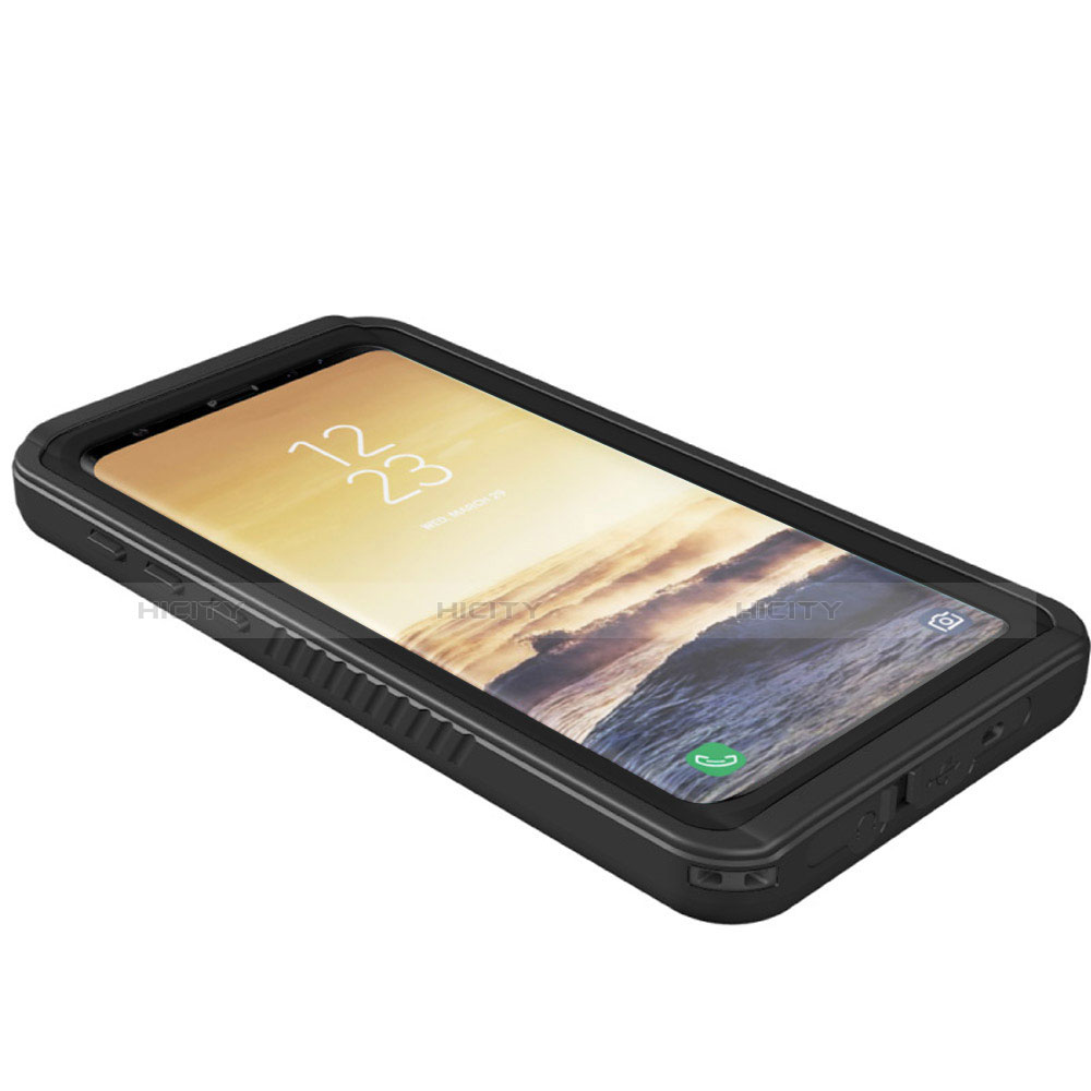 Wasserdicht Unterwasser Silikon Hülle Handyhülle und Kunststoff Waterproof Schutzhülle 360 Grad Tasche für Samsung Galaxy S9 Plus Schwarz groß