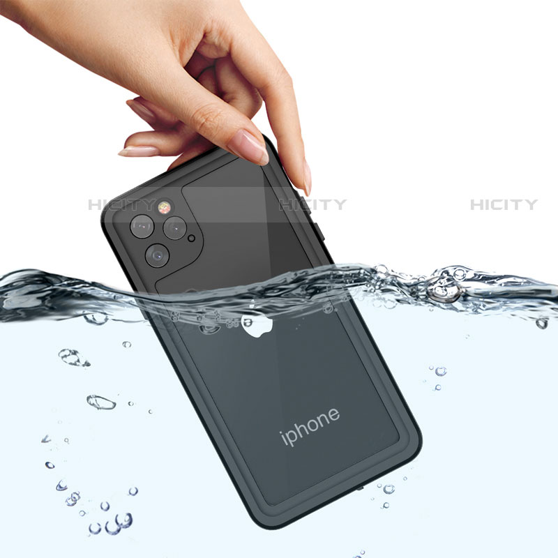 Wasserdicht Unterwasser Silikon Hülle Handyhülle und Kunststoff Waterproof Schutzhülle 360 Grad Tasche W01 für Apple iPhone 11 Pro Schwarz