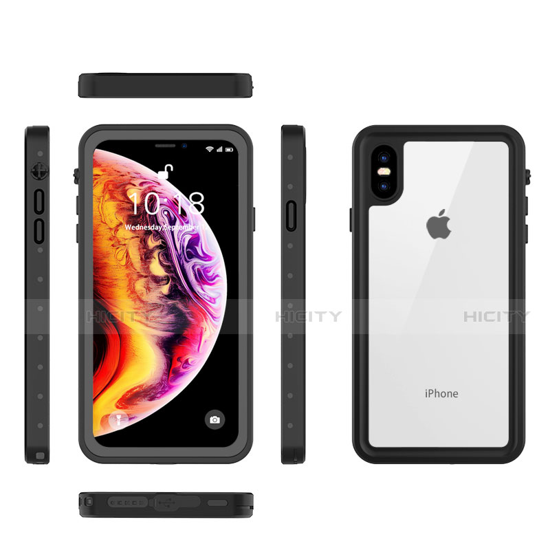 Wasserdicht Unterwasser Silikon Hülle Handyhülle und Kunststoff Waterproof Schutzhülle 360 Grad Tasche W01 für Apple iPhone Xs Max groß