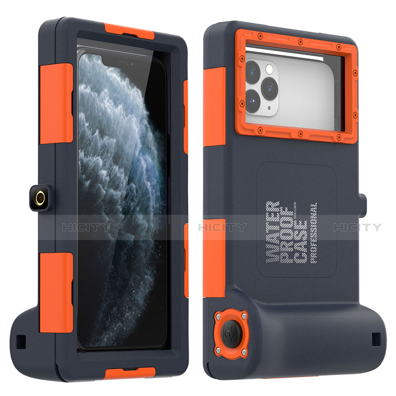 Wasserdicht Unterwasser Silikon Hülle und Kunststoff Waterproof Schutzhülle Handyhülle 360 Grad Ganzkörper Tasche für Apple iPhone 11 Pro Max Orange Plus
